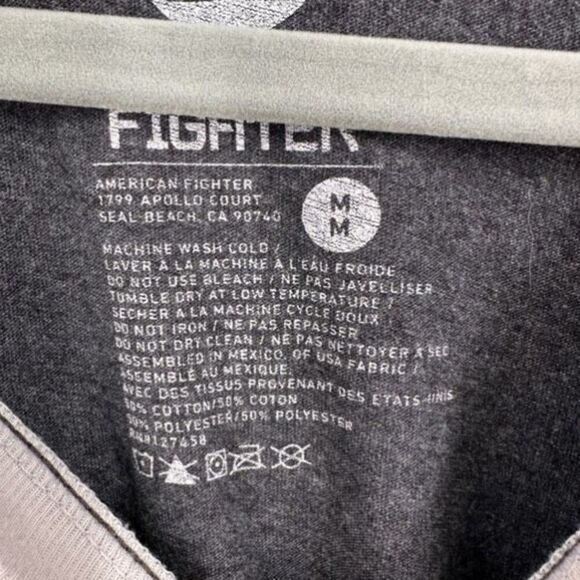 American Fighter Ringer Tee Shirt Gray Long Sleeve Medium - Picture 7 of 11